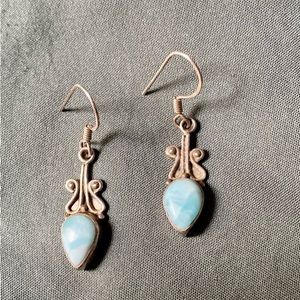 Larimar Silver Earrings, Vintage